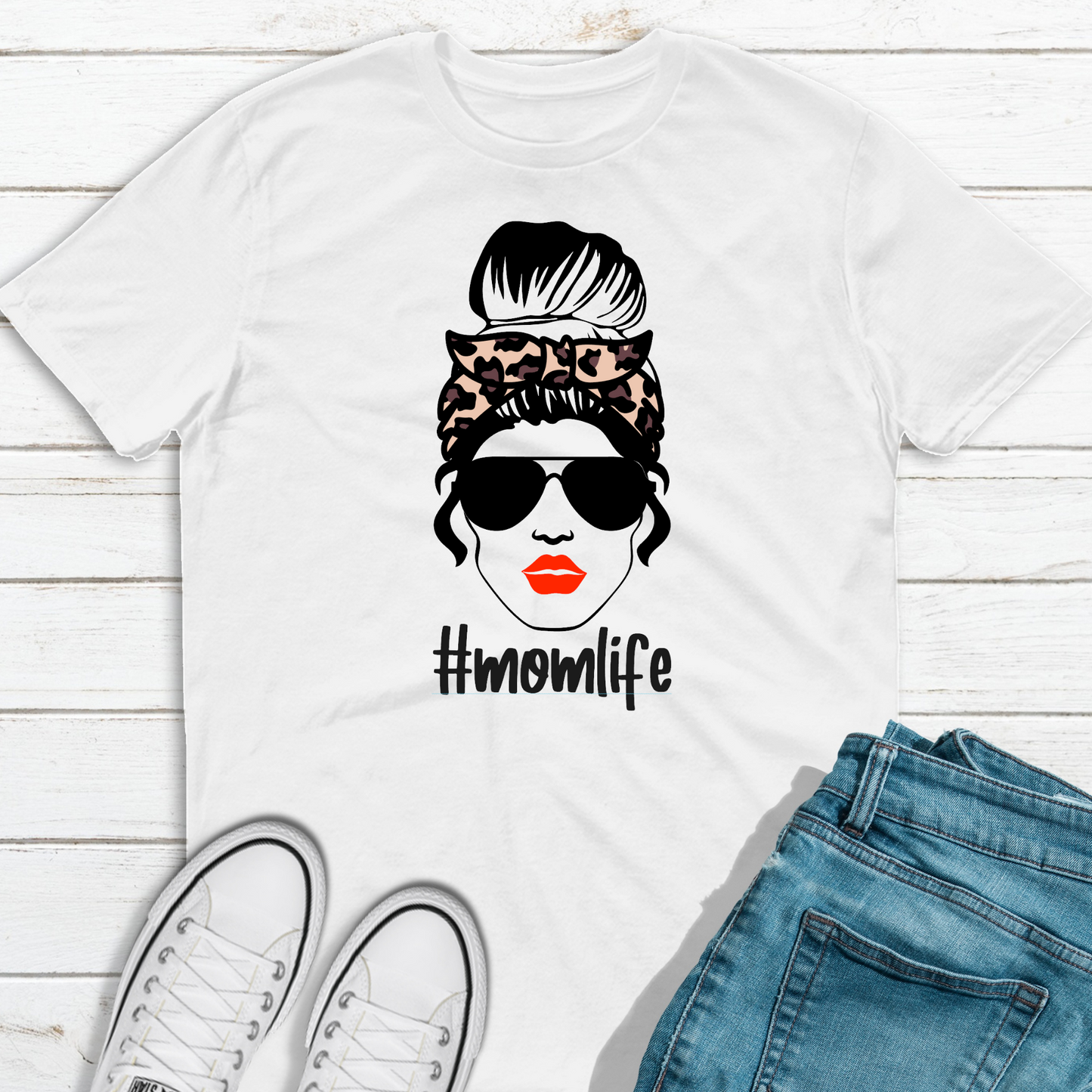 Messy Bun Mom Life T Shirt