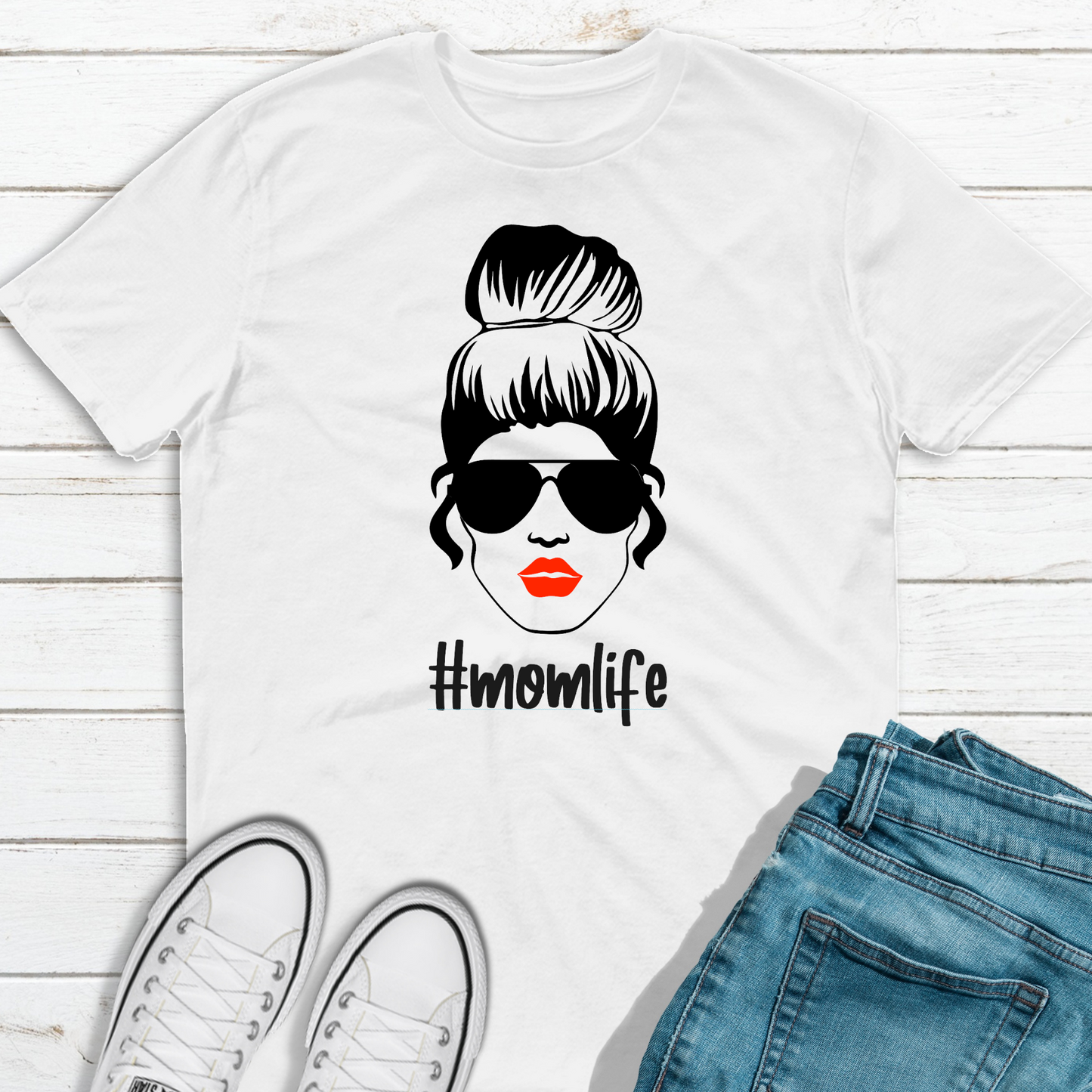 Messy Bun Mom Life T Shirt