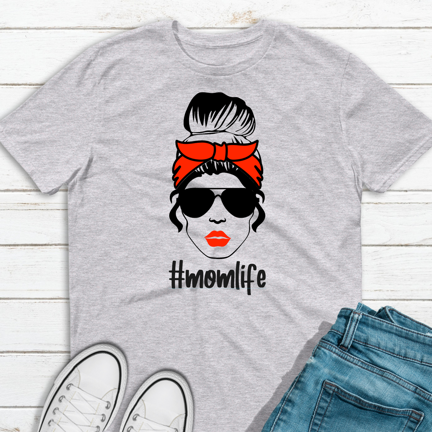 Messy Bun Mom Life T Shirt