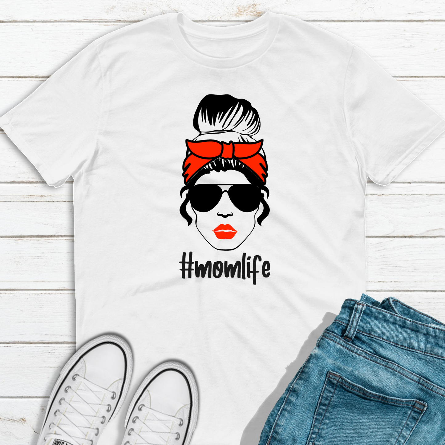 Messy Bun Mom Life T Shirt