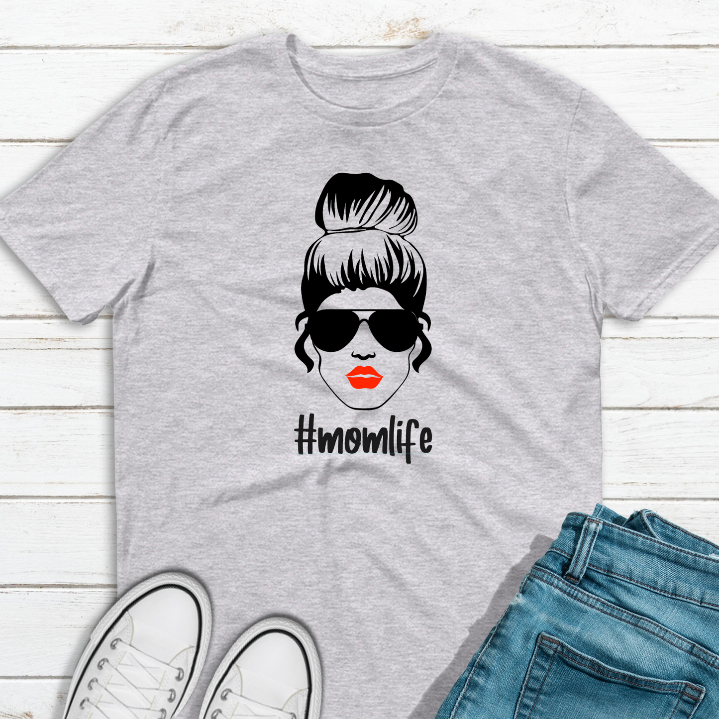 Messy Bun Mom Life T Shirt