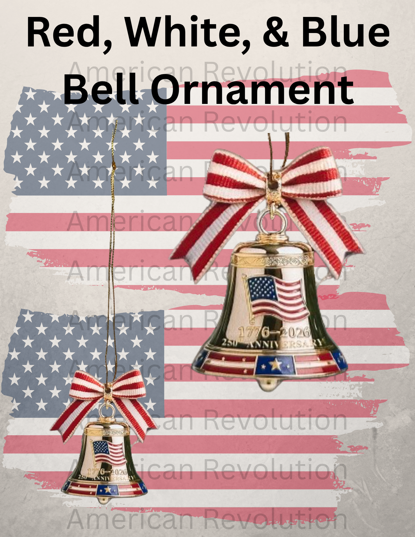Acrylic Bell Ornament-Red, White, Blue